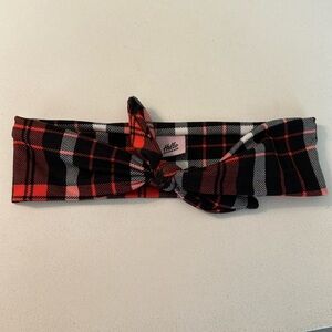 Hello Headband Tie Band in Plaid